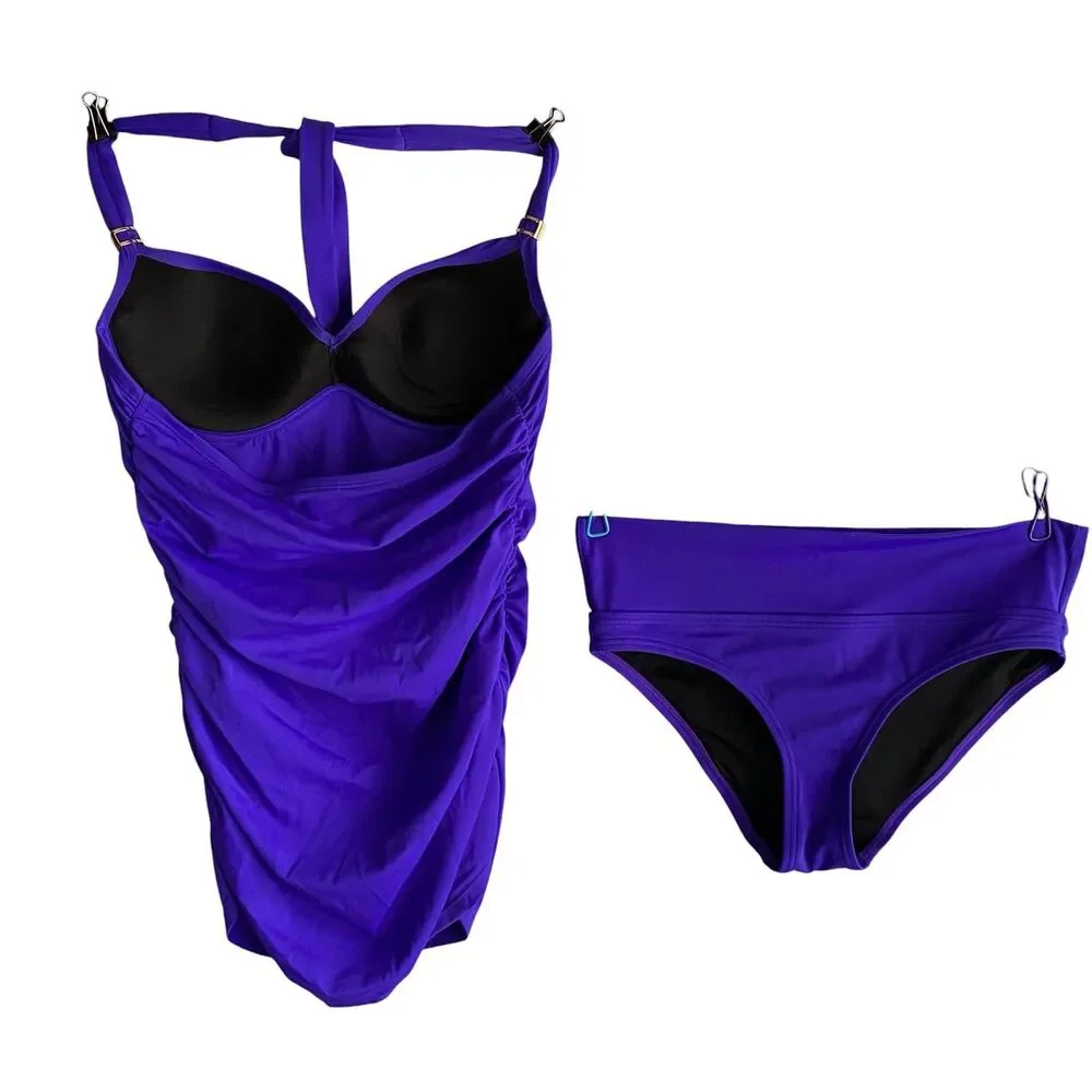 Victoria's Secret Tankini Swim Set Womens XS Purple Halter Bikini 2 Piece